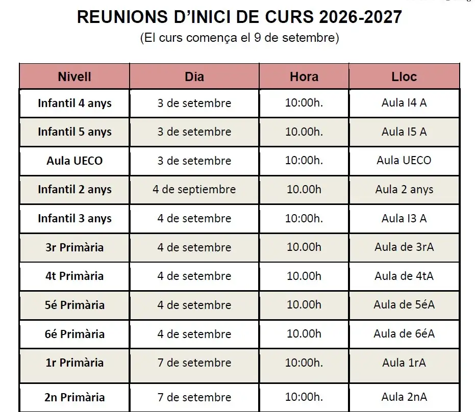 reunions inici de curs 26 27
