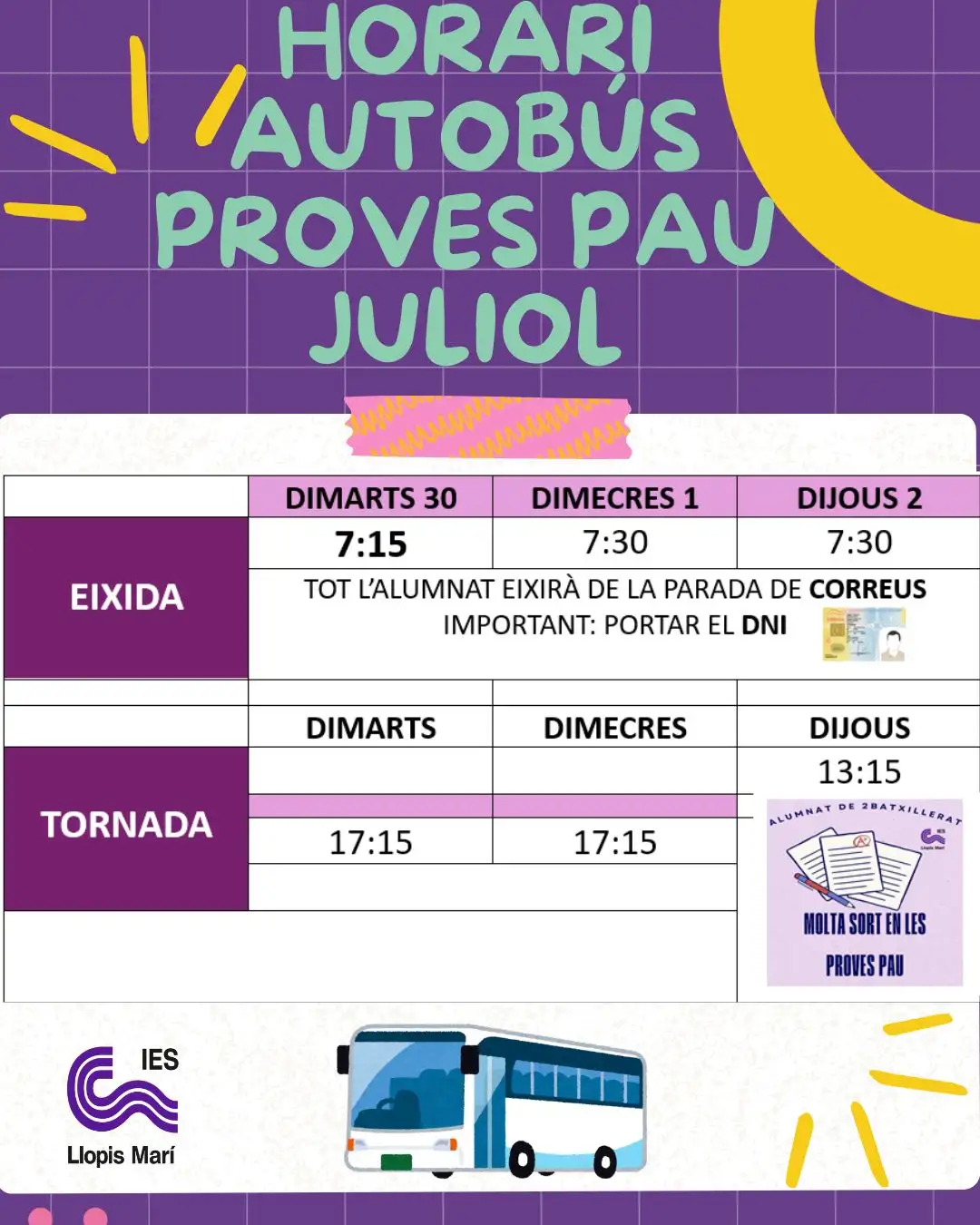 horari pau juliol autobús horari autobús pau juliol