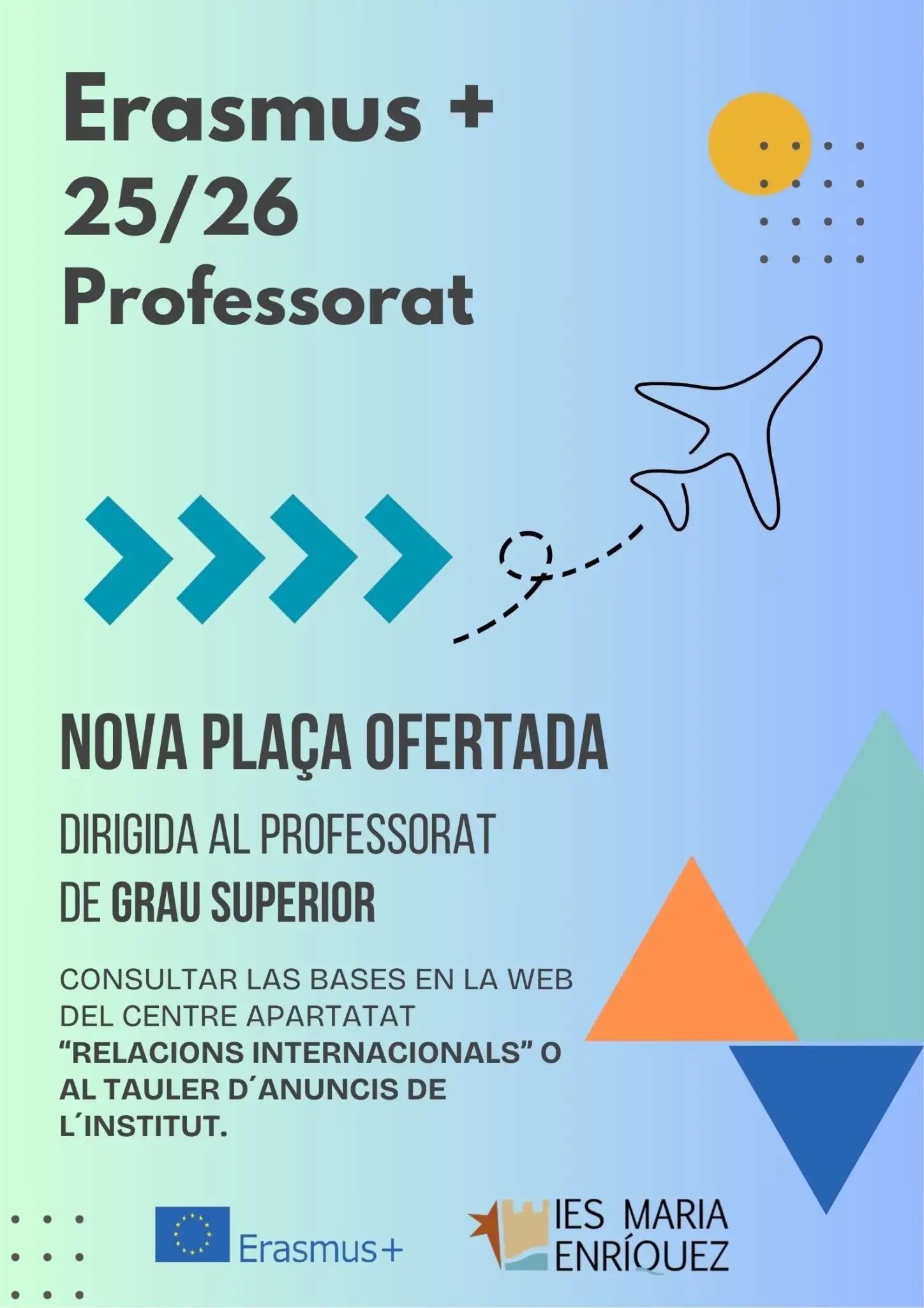 CONV NOVA PLAÇA ERASMUS + PROFESORADO SUPERIOR VAL