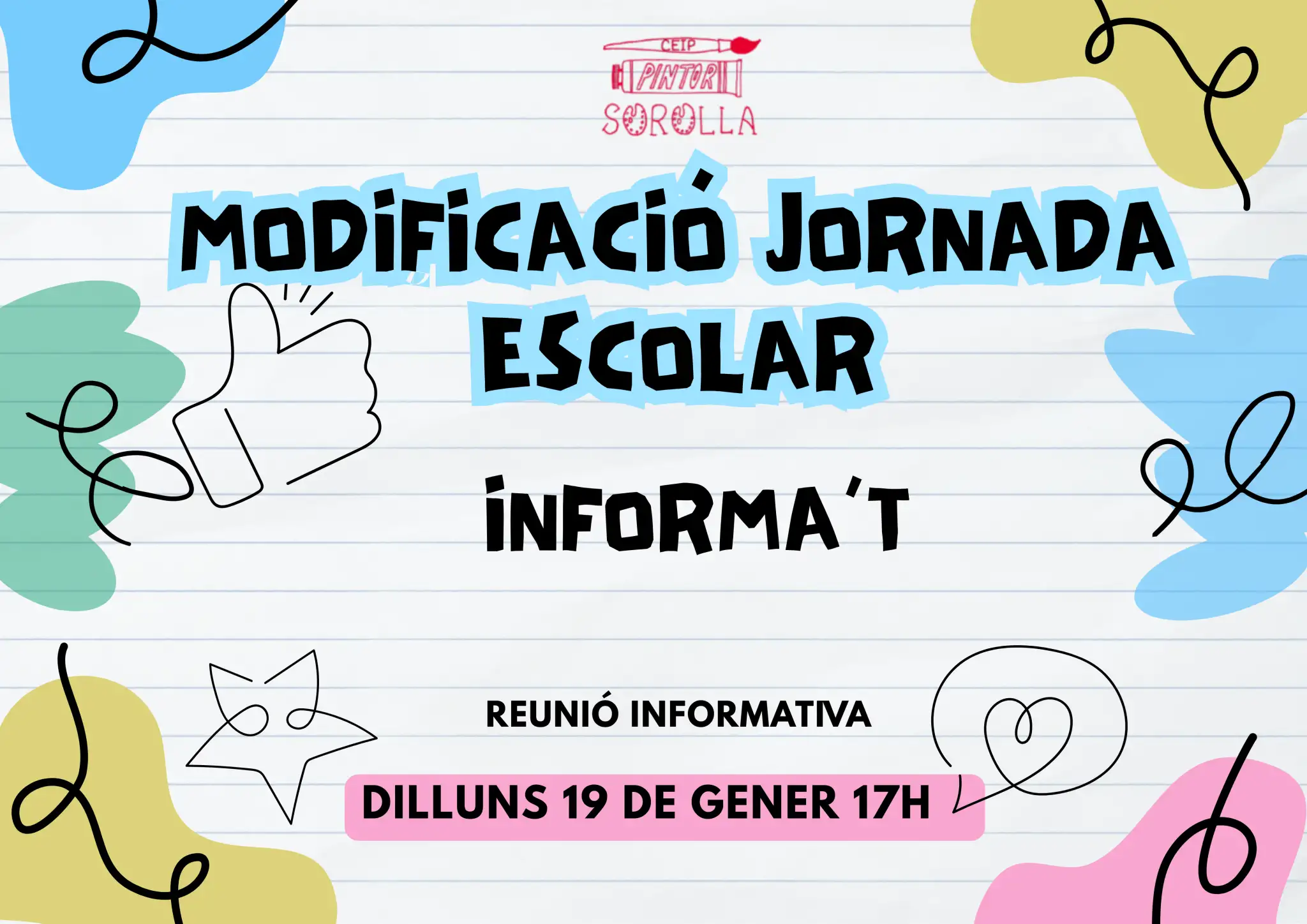 Cartel Horizontal Anuncio Cerrado Vacaciones Ilustrado Rosa y Azul - 1