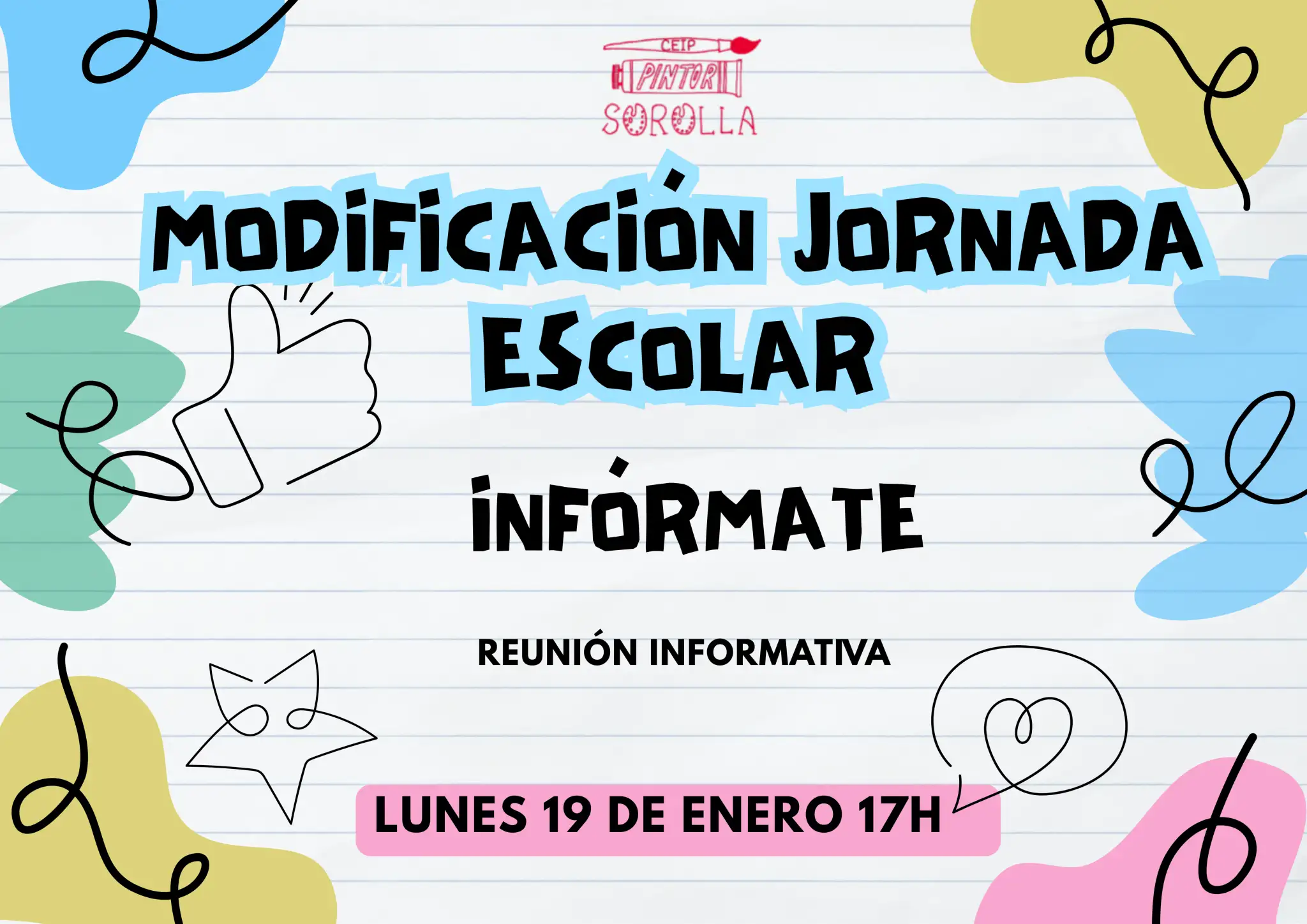 Cartel Horizontal Anuncio Cerrado Vacaciones Ilustrado Rosa y Azul - 2