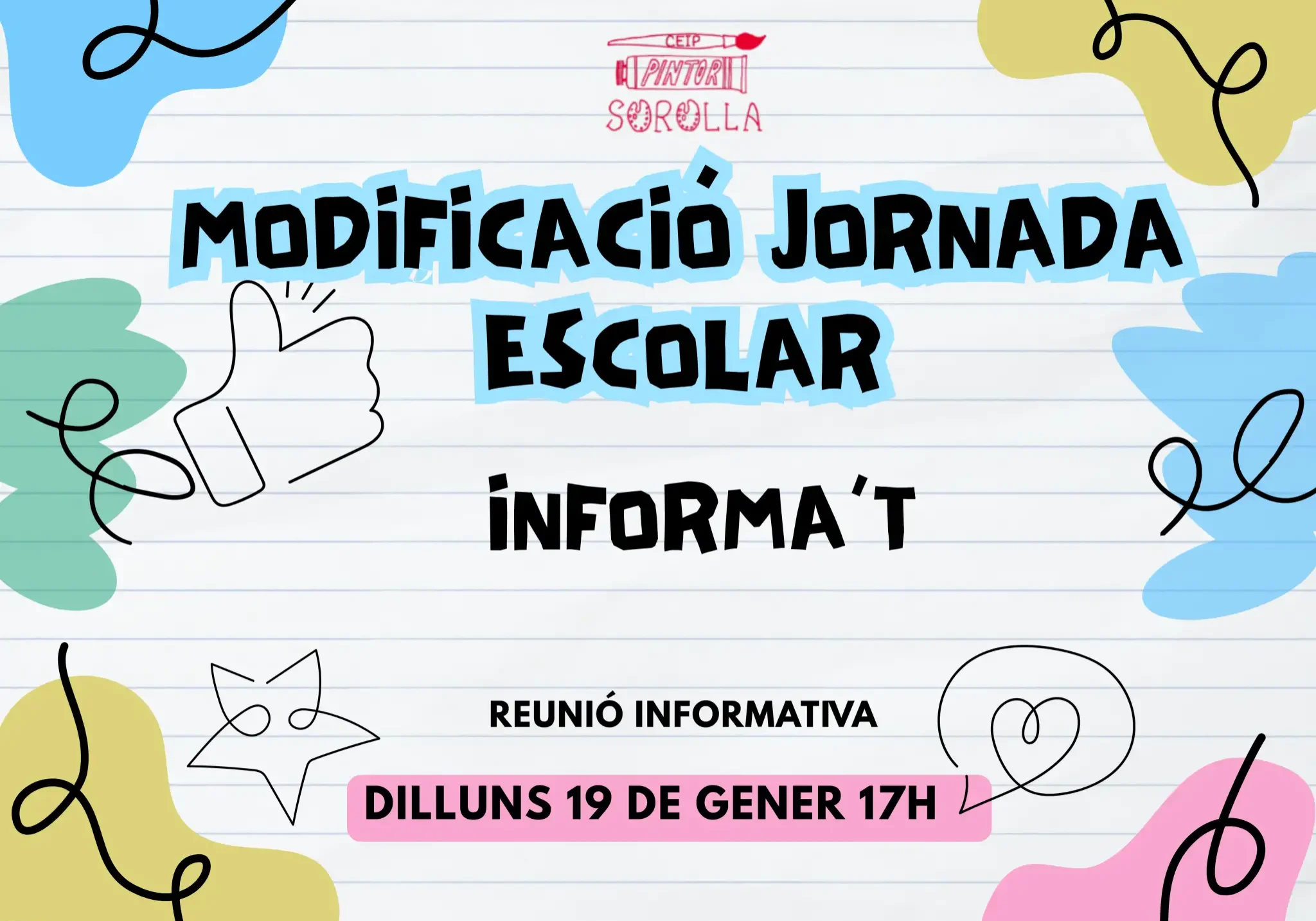 Cartel Horizontal Anuncio Cerrado Vacaciones Ilustrado Rosa y Azul - 1