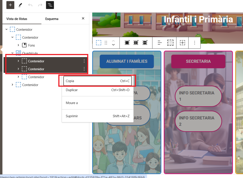 Seleccionar i copiar blocs