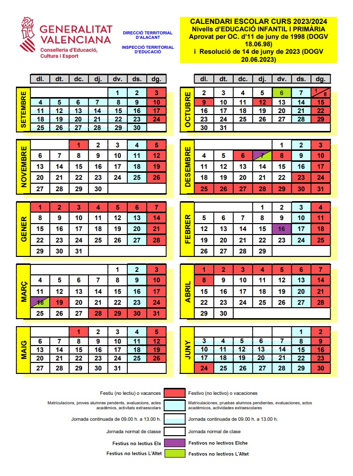 Calendari escolar 2023/24