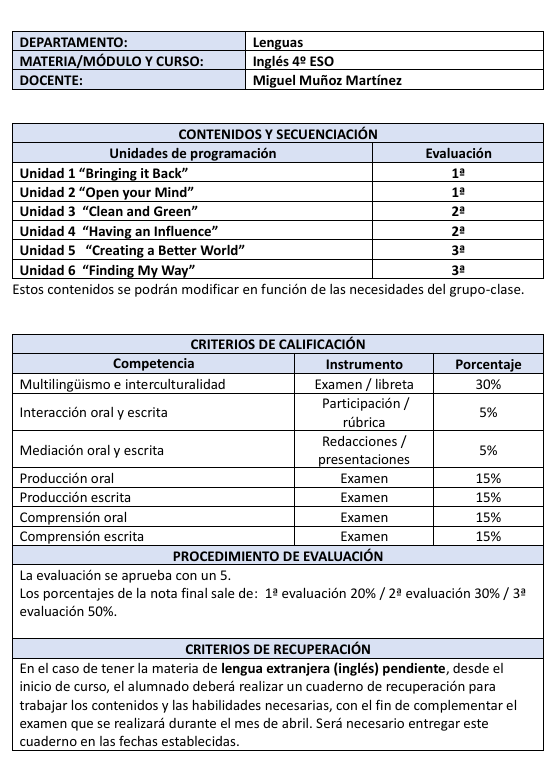 ingles 4 eso