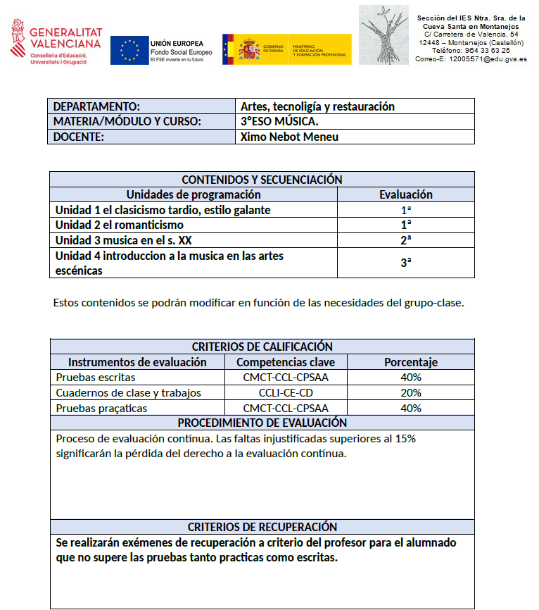 musica 3eso